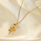 18K Gold Rose Pendant Necklace