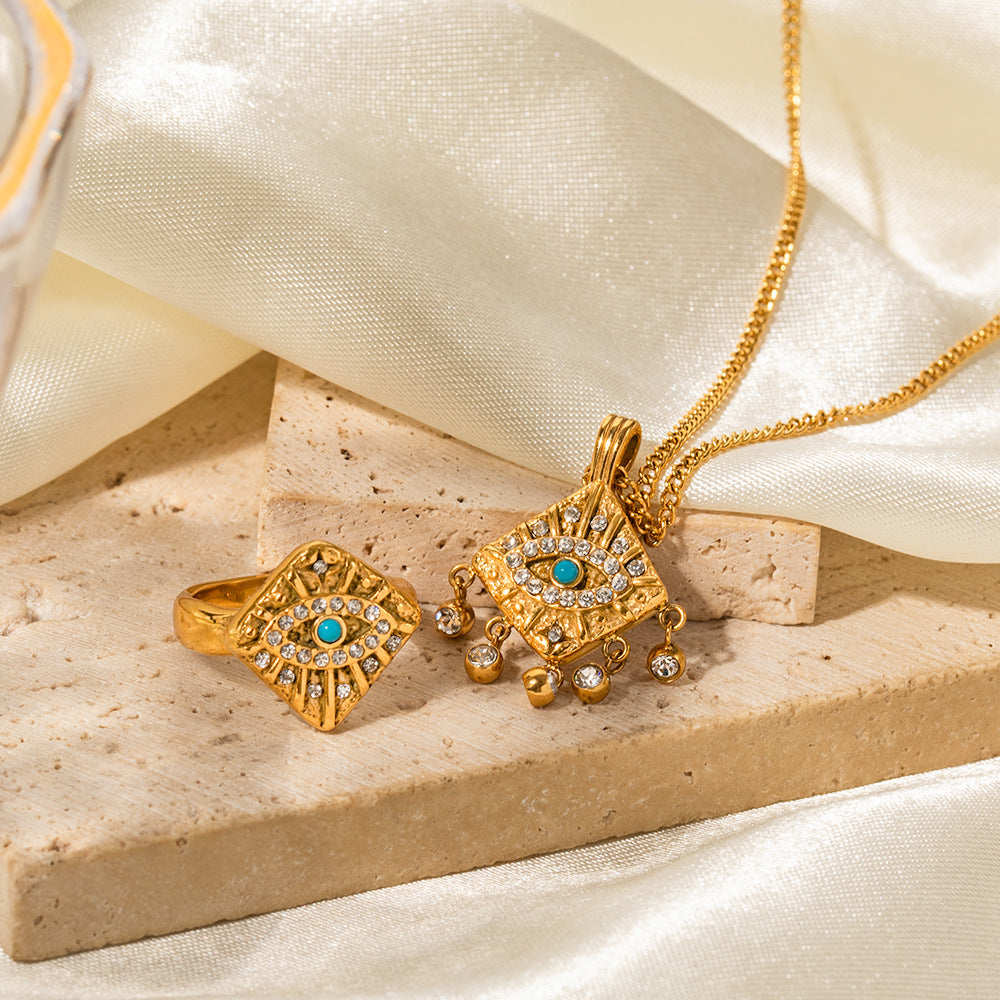 18K Gold Evil Eye Pendant Necklace