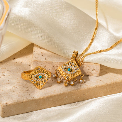 18K Gold Evil Eye Pendant Necklace