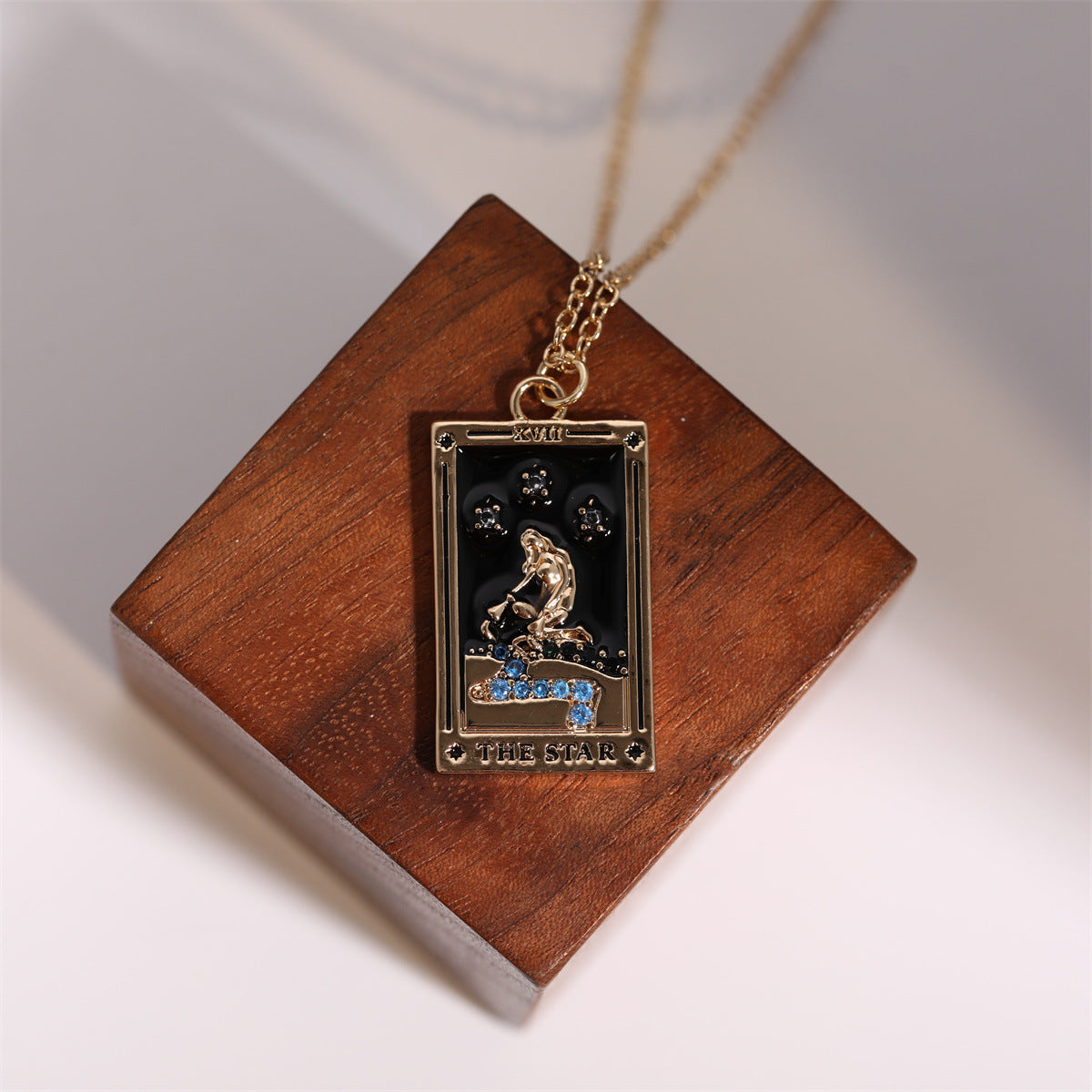 18K Gold Tarot Card Pendant Necklace