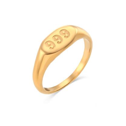 18K Gold Angel Numbers Signet Ring