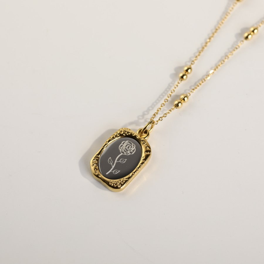 18K Gold Birth Flower Pendant Necklace