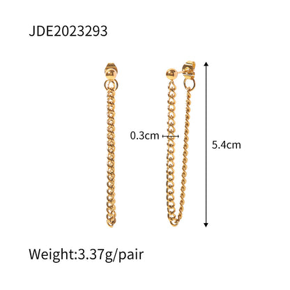 18K Gold Chain Dangle Earrings