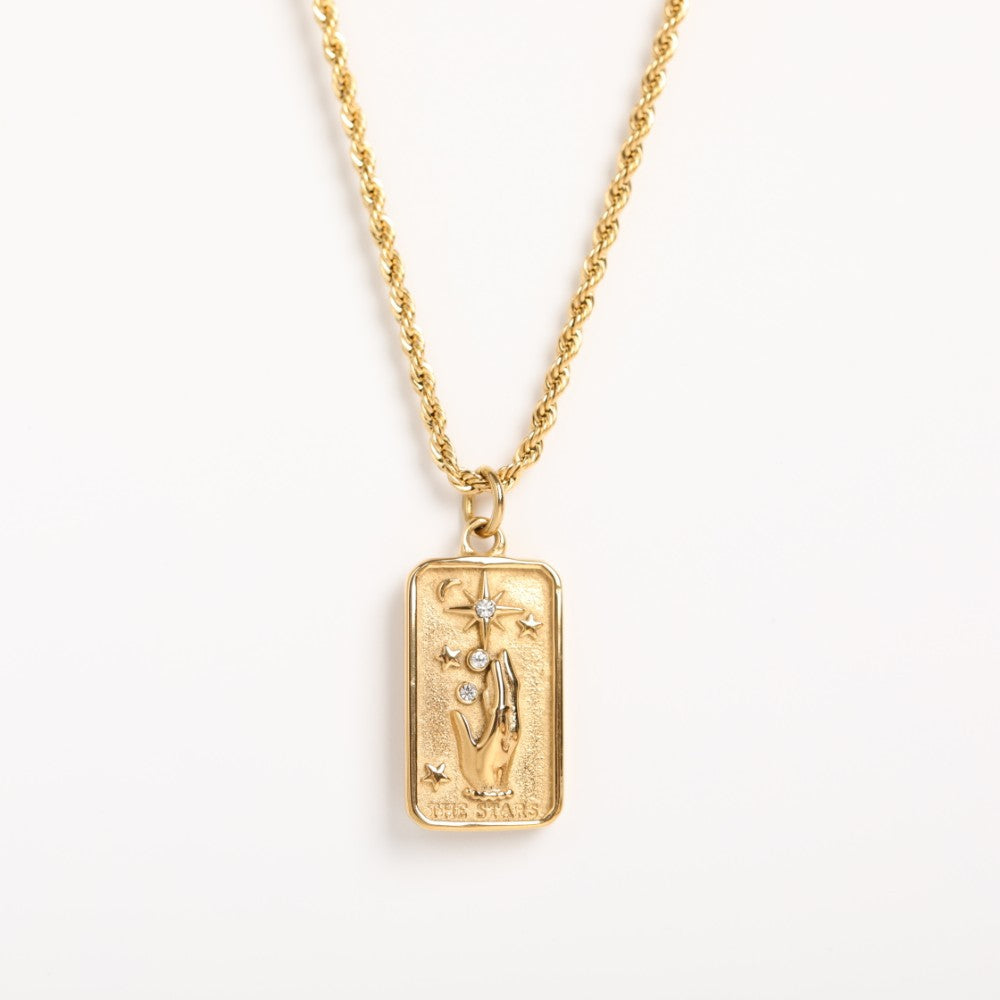 18K Gold Tarot Card Plate Pendant Necklace