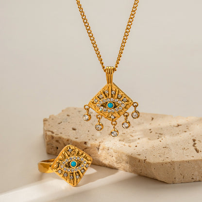 18K Gold Evil Eye Pendant Necklace