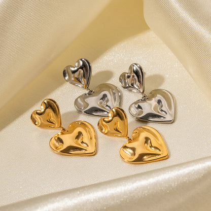 18K Gold Hearts Dangle Earrings