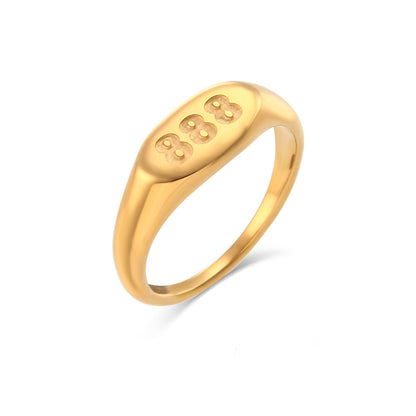 18K Gold Angel Numbers Signet Ring