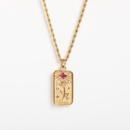 18K Gold Tarot Card Plate Pendant Necklace