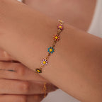 18K Gold Daisy Necklace Bracelet Set