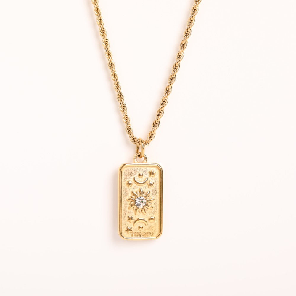 18K Gold Tarot Card Plate Pendant Necklace