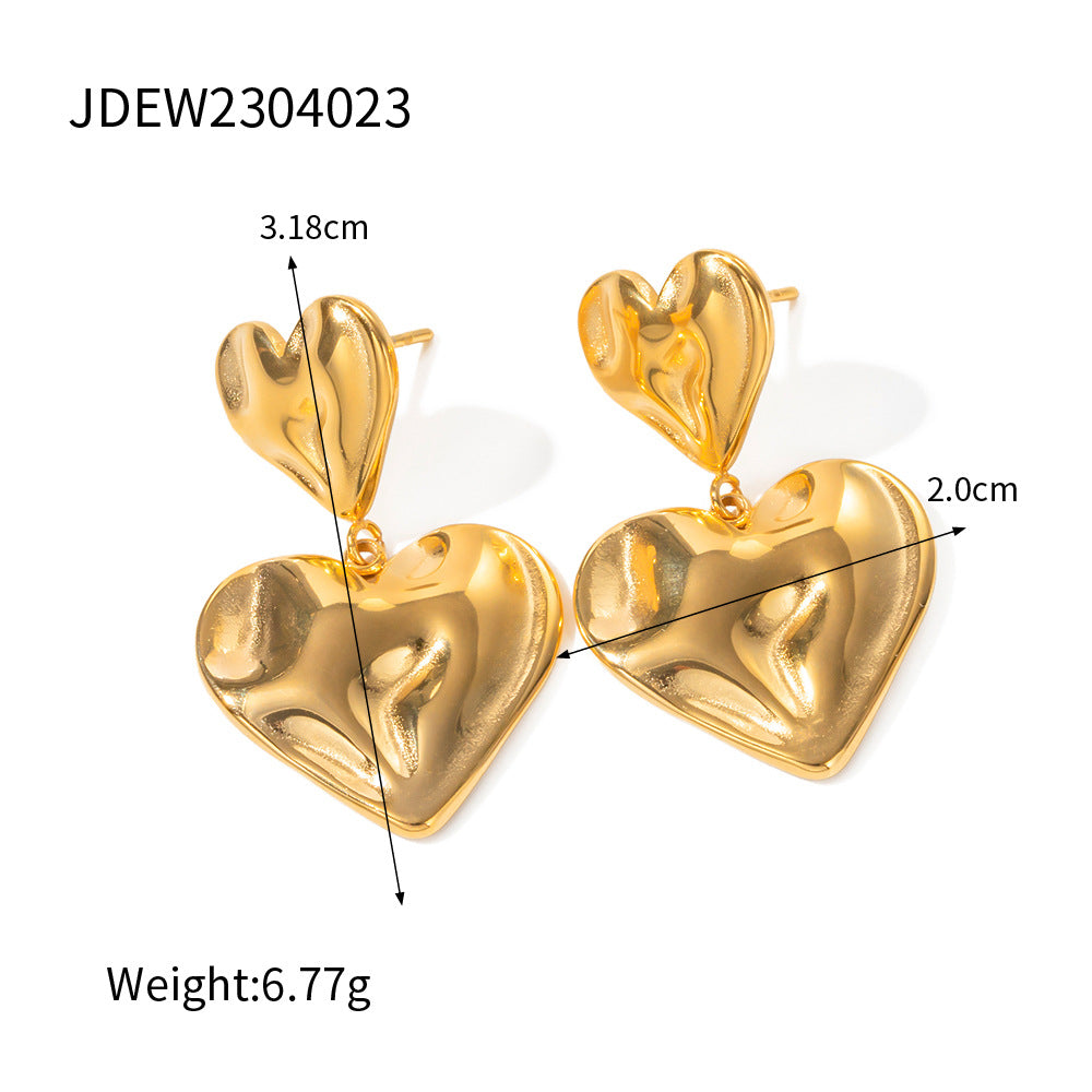 18K Gold Hearts Dangle Earrings