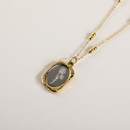 18K Gold Birth Flower Pendant Necklace