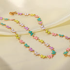 18K Gold Pastel Butterfly Necklace Bracelet Set
