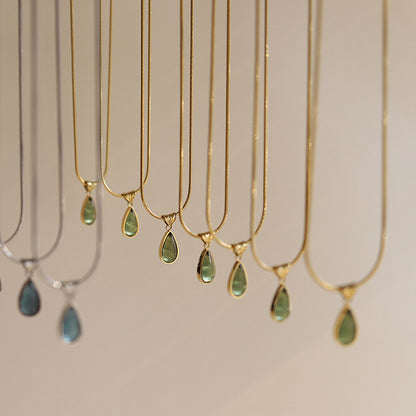 18K Gold Ocean Teardrop Necklace