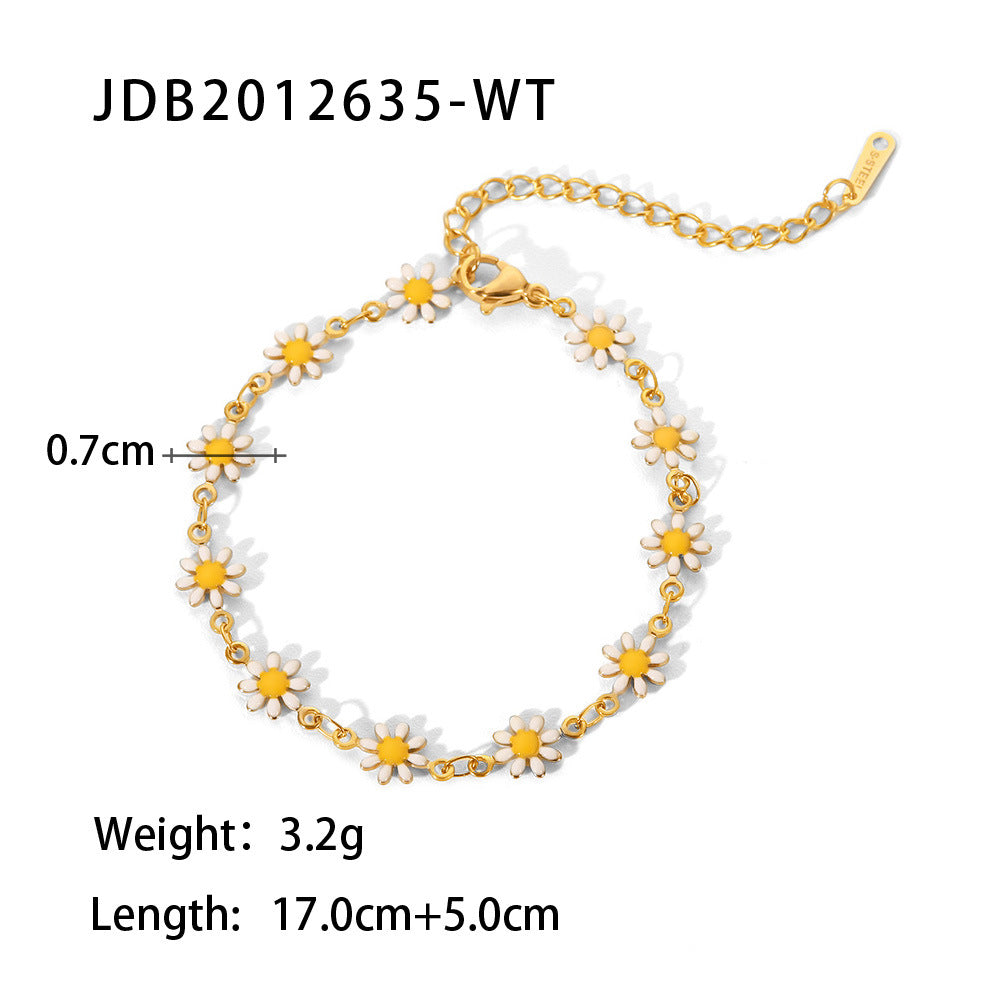 18K Gold Daisy Necklace Bracelet Set