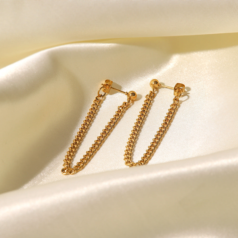 18K Gold Chain Dangle Earrings