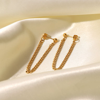 18K Gold Chain Dangle Earrings