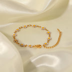 18K Gold Daisy Necklace Bracelet Set
