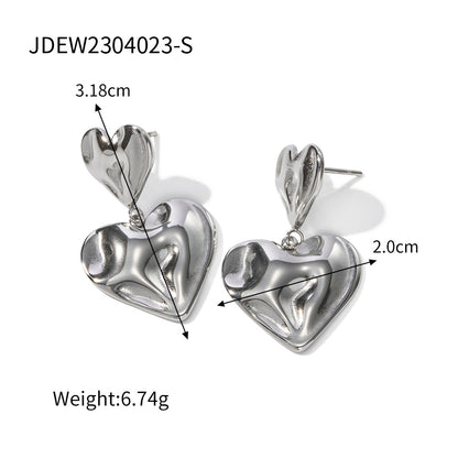 18K Gold Hearts Dangle Earrings