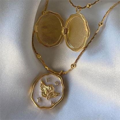 18K Gold Cupid Locket Necklace