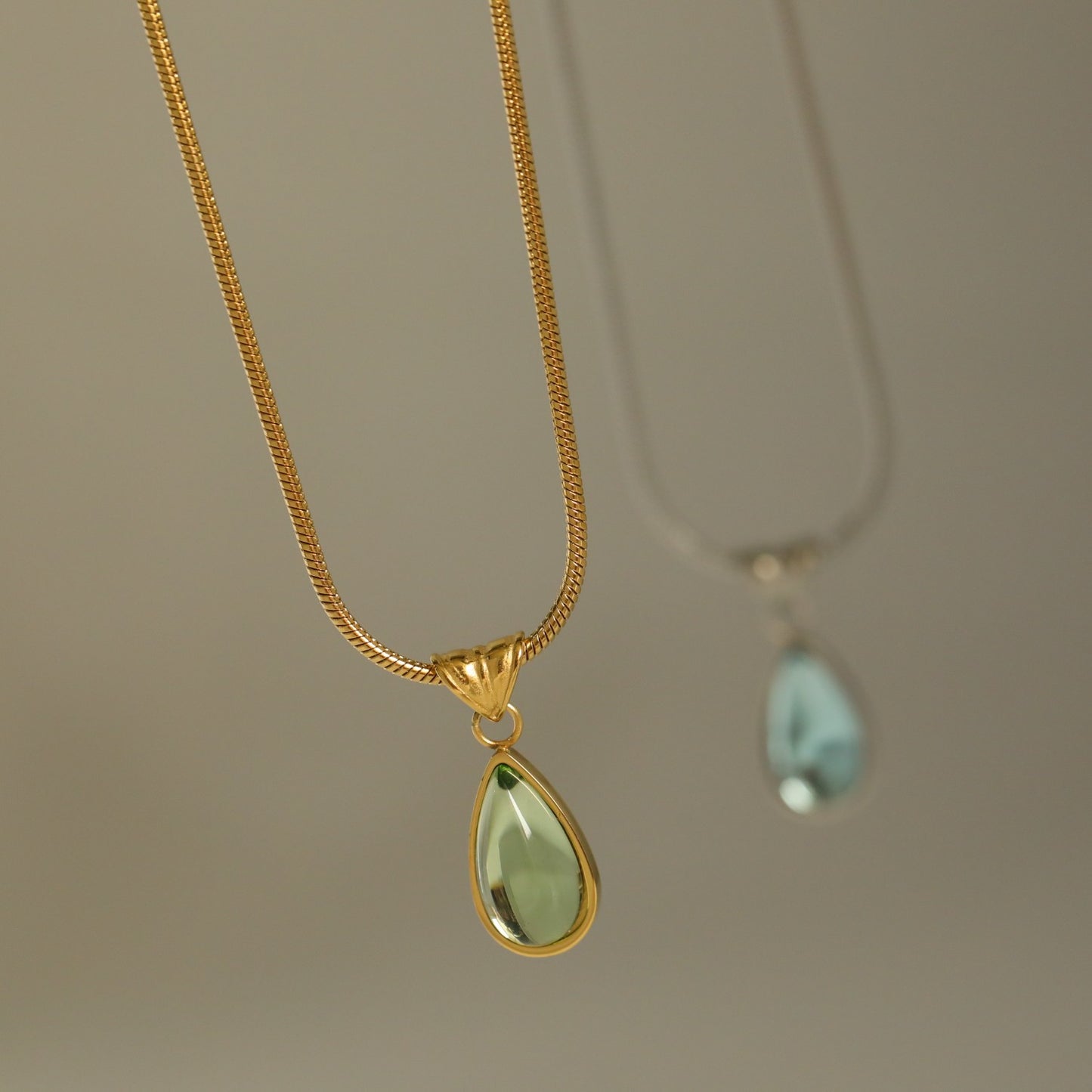 18K Gold Ocean Teardrop Necklace