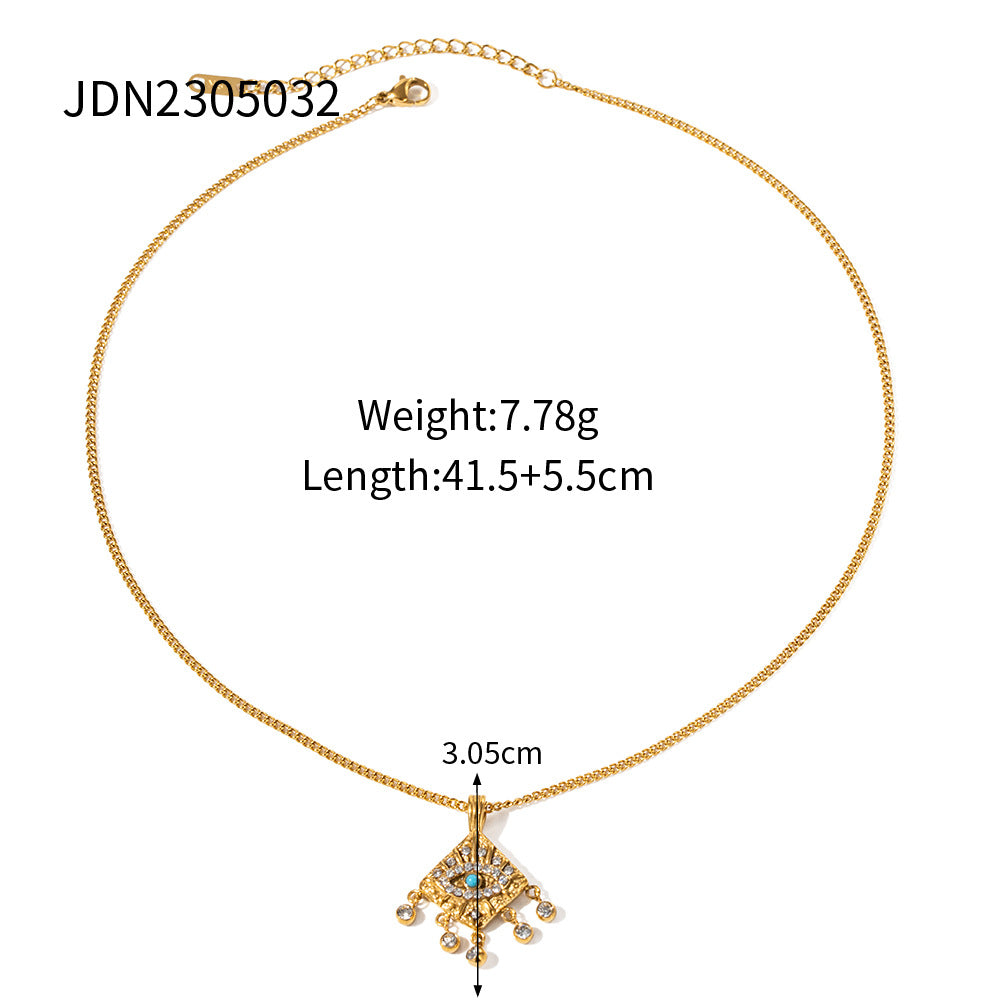 18K Gold Evil Eye Pendant Necklace