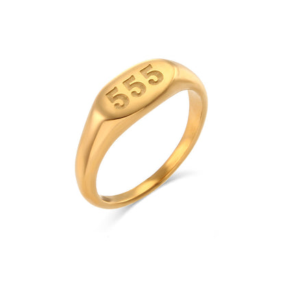 18K Gold Angel Numbers Signet Ring