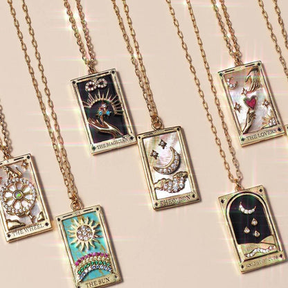 18K Gold Tarot Card Pendant Necklace