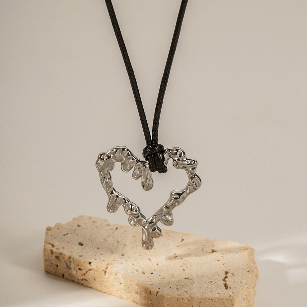 18K Gold Dripping Heart Pendant Necklace