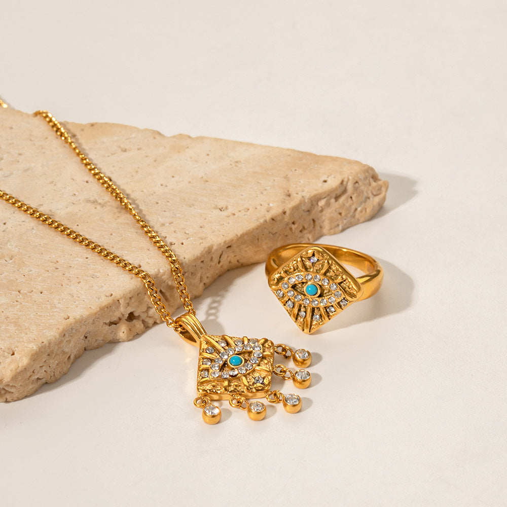 18K Gold Evil Eye Pendant Necklace