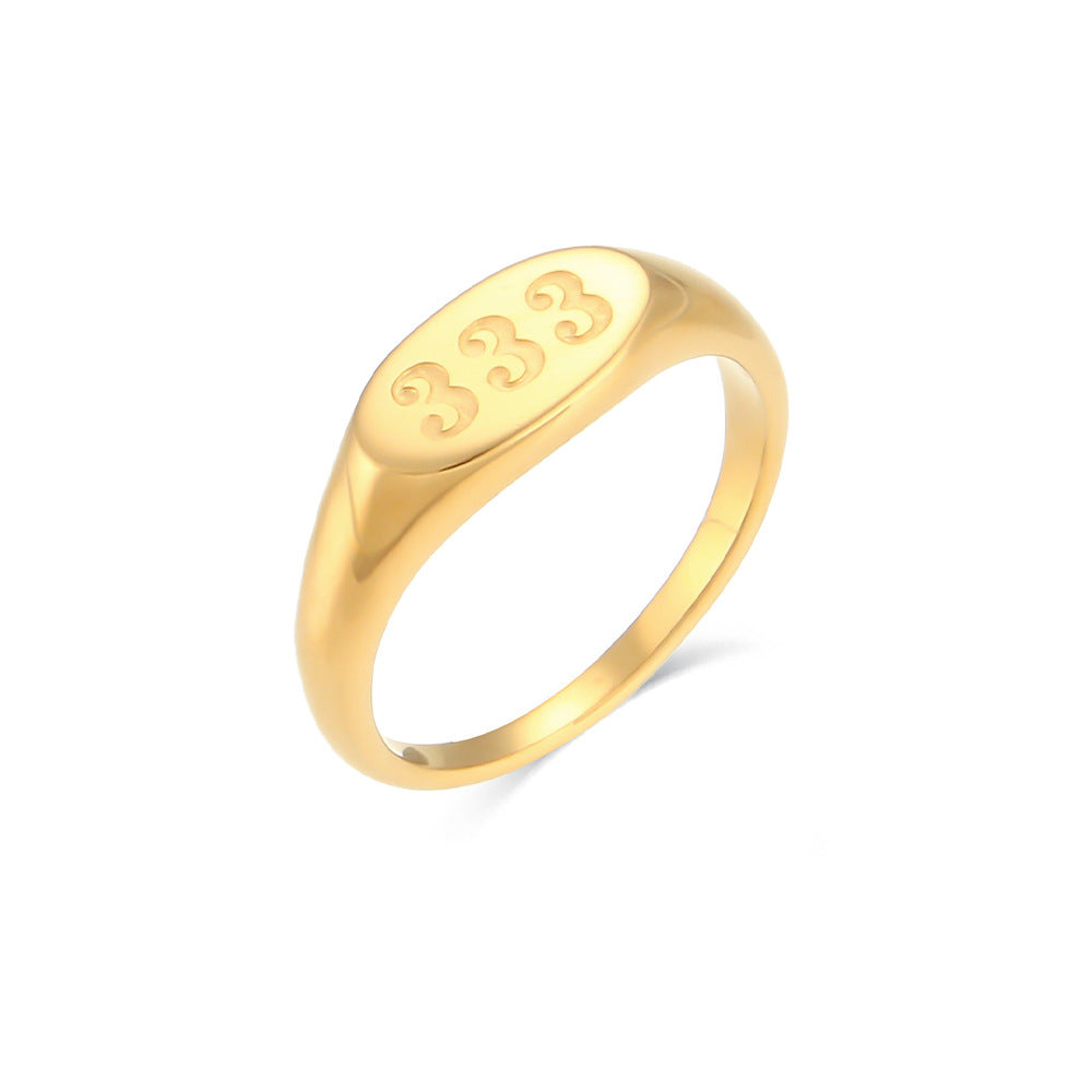 18K Gold Angel Numbers Signet Ring