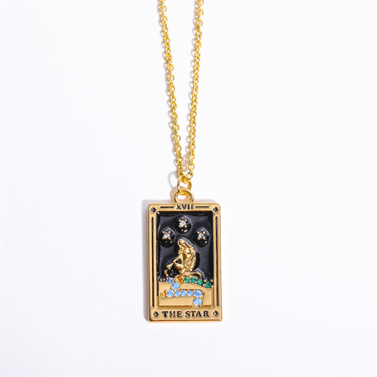 18K Gold Tarot Card Pendant Necklace