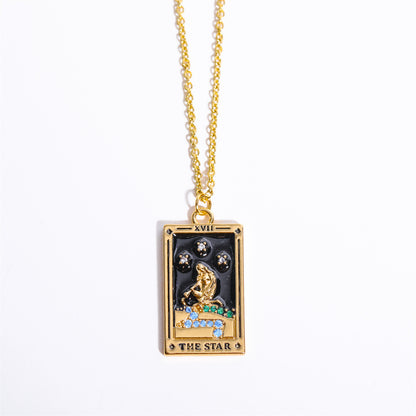 18K Gold Tarot Card Pendant Necklace