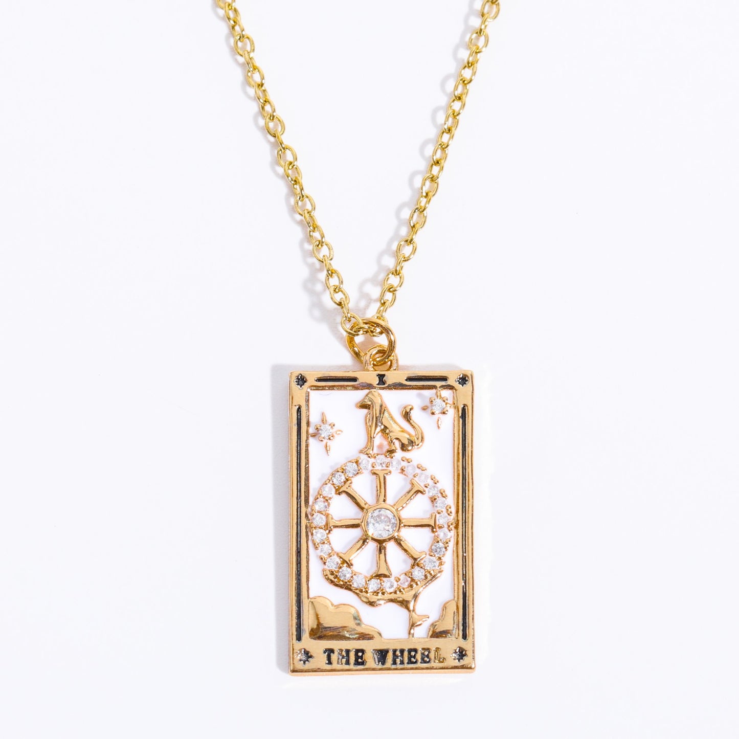 18K Gold Tarot Card Pendant Necklace