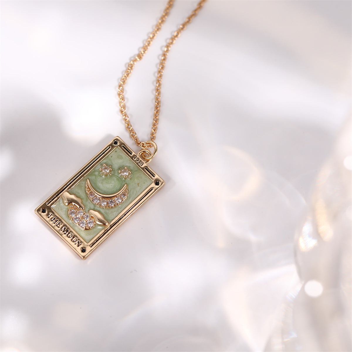 18K Gold Tarot Card Pendant Necklace