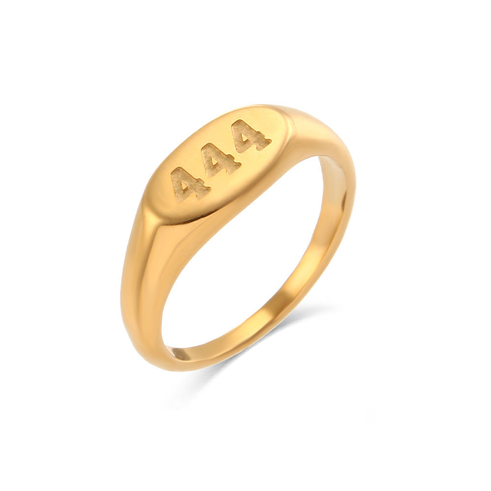 18K Gold Angel Numbers Signet Ring