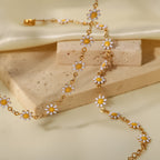 18K Gold Daisy Necklace Bracelet Set