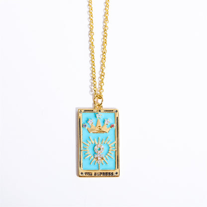 18K Gold Tarot Card Pendant Necklace