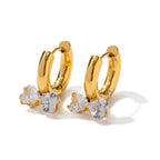 18K Gold Crystal Bow Small Hoop Huggie Earrings